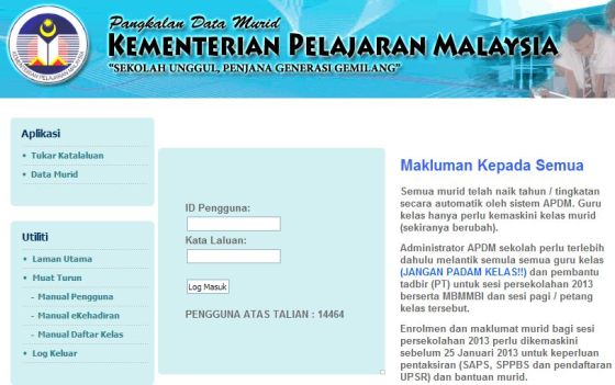 APDM Sistem Aplikasi Pangkalan Data Murid Atas Talian